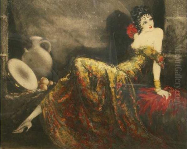 L Espagnole Autambourin Oil Painting by Louis Icart