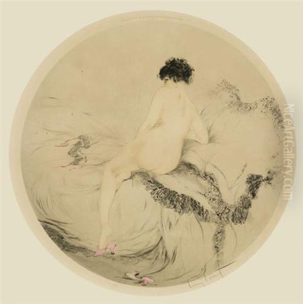 Retiring Oil Painting by Louis Icart