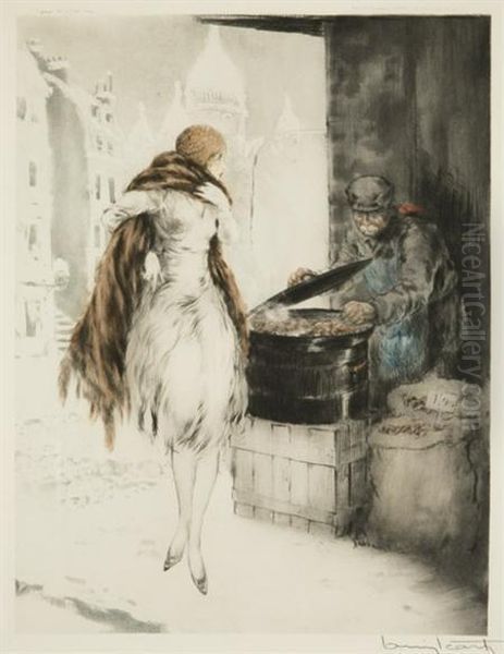 Chestnut Vendor Oil Painting by Louis Icart