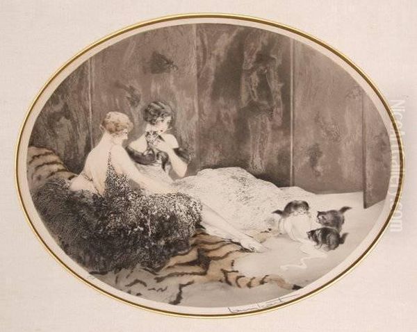 Spilled Milk Oil Painting by Louis Icart