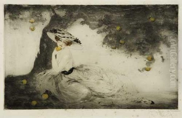 Under The Apple Tree Oil Painting by Louis Icart