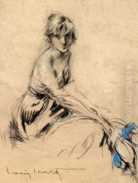 Femme Assise Oil Painting by Louis Icart