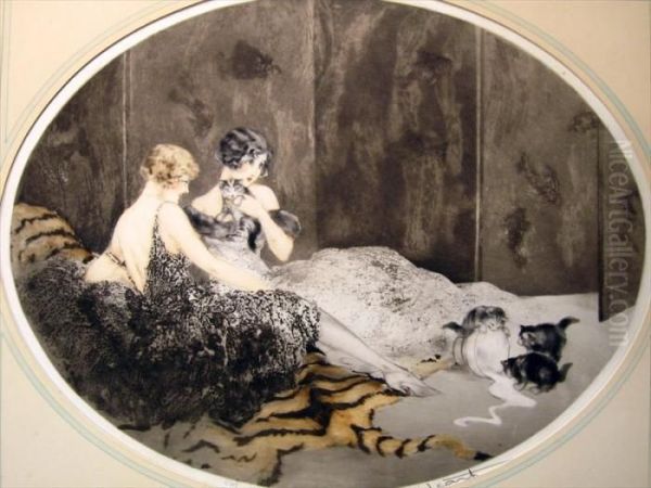 Spilledmilk Oil Painting by Louis Icart