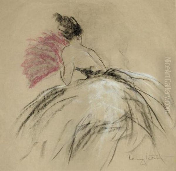 Study Of Lady With Fan by Louis Icart