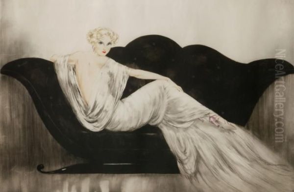 Sofa Oil Painting by Louis Icart