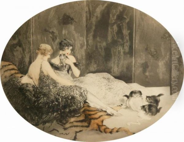 Spilled Milk Oil Painting by Louis Icart