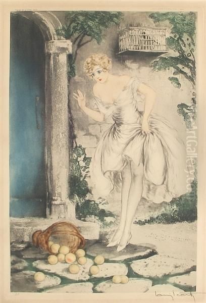 Spilled Apples Oil Painting by Louis Icart