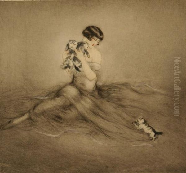 Little Kittens
And 
Tender Lesson Oil Painting by Louis Icart