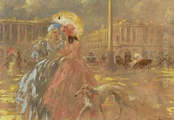 Place De La Concorde Oil Painting by Louis Icart