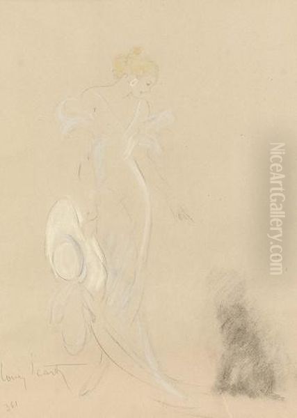 La Jeune Femme Et Le Chien. Oil Painting by Louis Icart