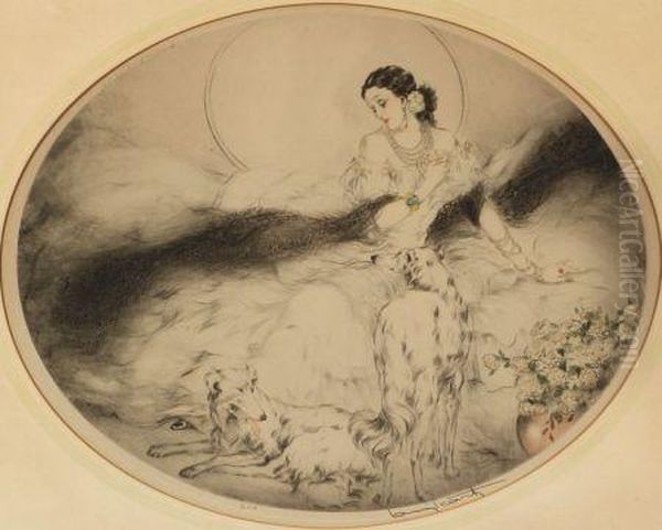 La Dame Aux Camelias Oil Painting by Louis Icart