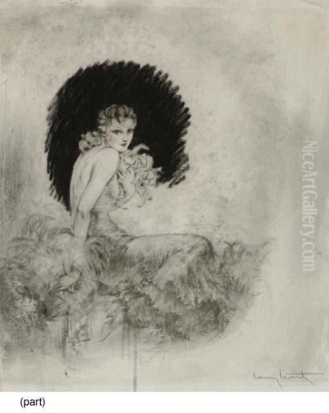 A Drypoint Etching With Handcolouring Oil Painting by Louis Icart