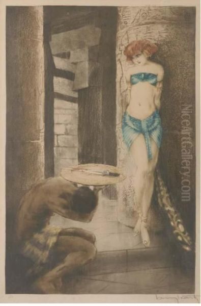 Drypoint Etching And Aquatint Oil Painting by Louis Icart