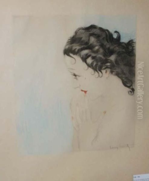 Portrait De Femme Oil Painting by Louis Icart