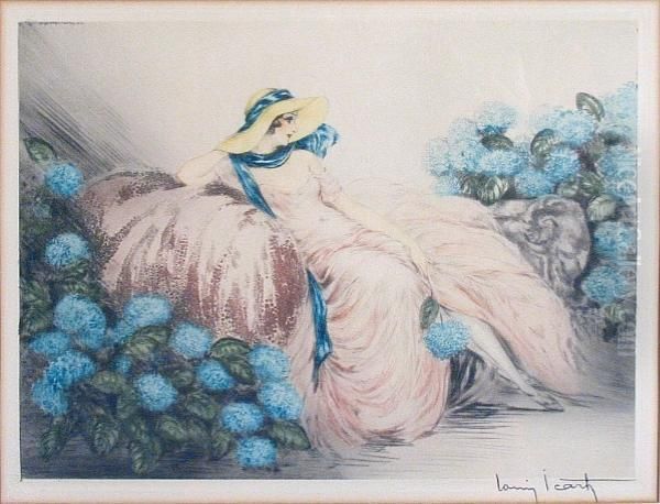 Pink Lady Oil Painting by Louis Icart