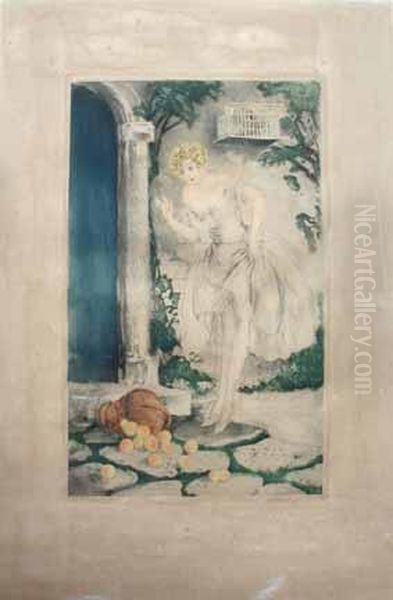 Spilled Apples Oil Painting by Louis Icart