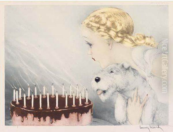 Happy Birthday Oil Painting by Louis Icart