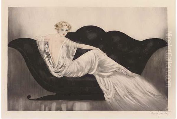 Sofa Oil Painting by Louis Icart