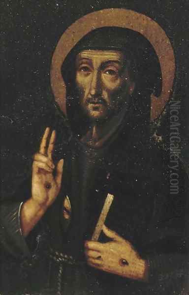 Saint Francis of Assisi Oil Painting by Luis de Morales