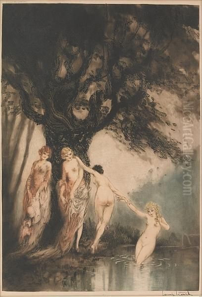 Bathing Beauties Oil Painting by Louis Icart