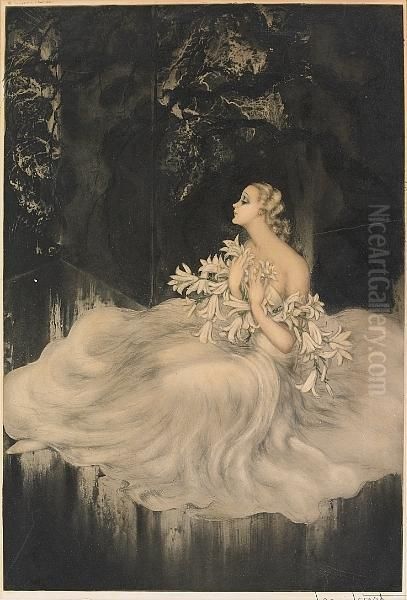 Lilies Oil Painting by Louis Icart