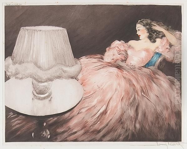 Lampshade Oil Painting by Louis Icart