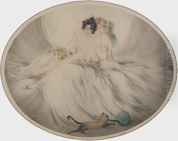 Ball Of Yarn Oil Painting by Louis Icart