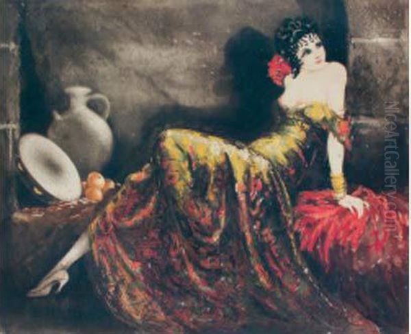 Modele Espagnol Oil Painting by Louis Icart