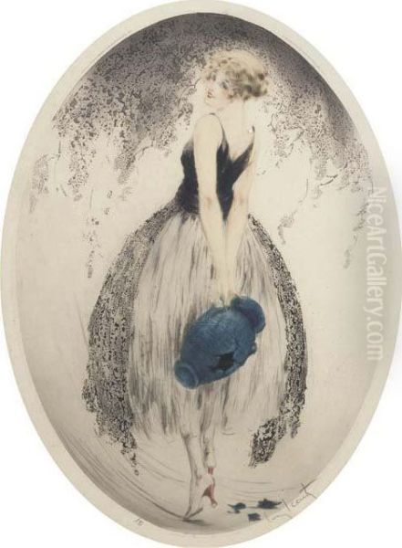 Broken Blue Jug Oil Painting by Louis Icart