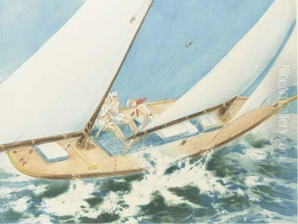 'yachting', Circa 1936 Oil Painting by Louis Icart