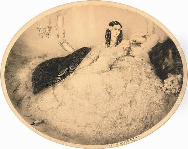 Black Fan by Louis Icart