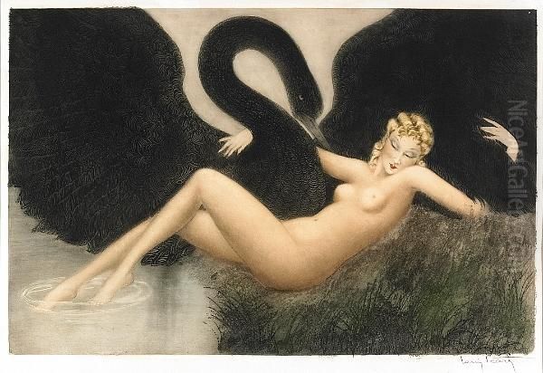 Leda And The Swan Oil Painting by Louis Icart