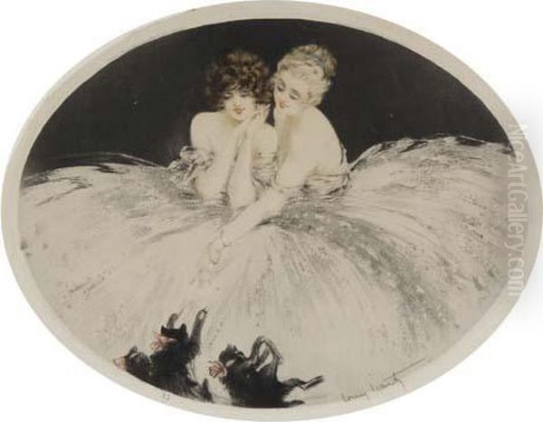 Frolicking Oil Painting by Louis Icart