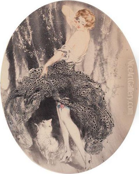 Colored Etching Oil Painting by Louis Icart