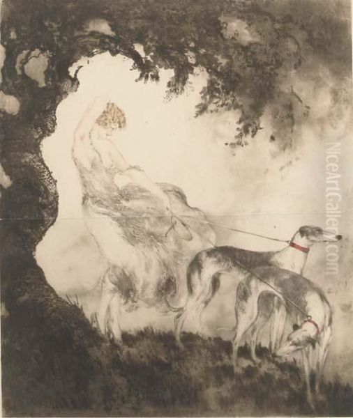 Gust Of Wind Oil Painting by Louis Icart