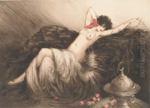 Smoke Oil Painting by Louis Icart