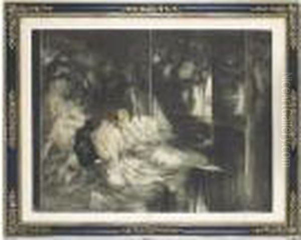 [a Louis Icart Colour Lithograph] Oil Painting by Louis Icart