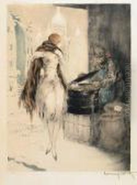 Chestnut Vendor (h./c./i. 335) Oil Painting by Louis Icart