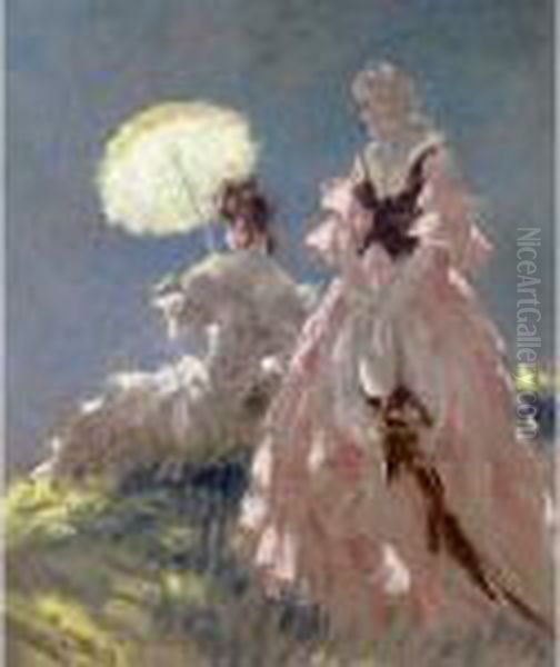 Elegantes Admirant La Vue Oil Painting by Louis Icart