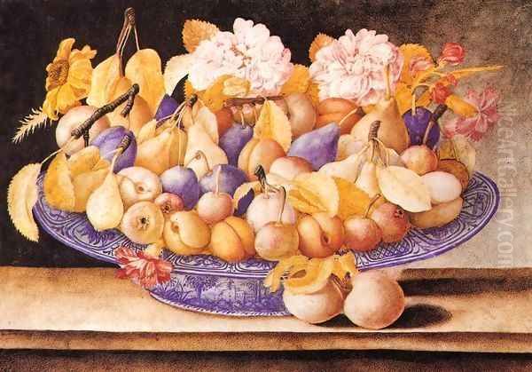 Still-Life of Fruit and Flowers Oil Painting by Octavianus Montfort