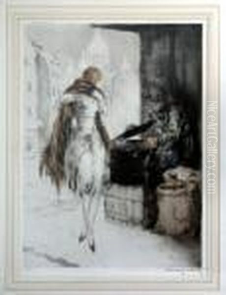 Chestnut Vendor (h./c./i. 335) Oil Painting by Louis Icart