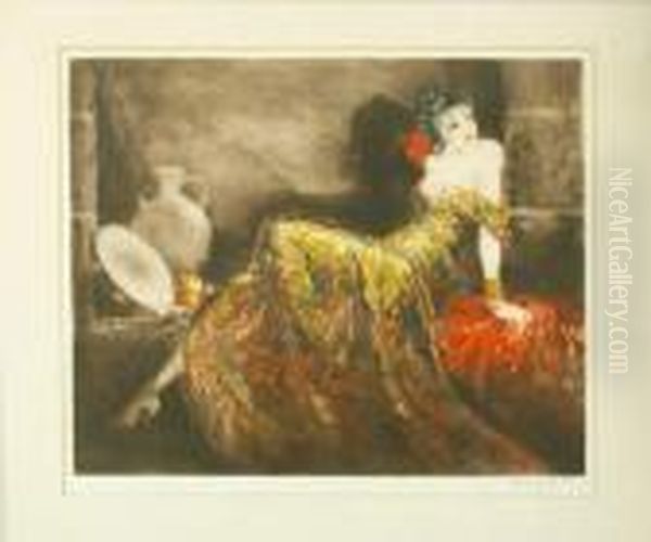 Gay Senorita (h./c./i. 477) Oil Painting by Louis Icart