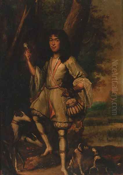 Portrait of a gentleman falconer Oil Painting by Carel de Moor