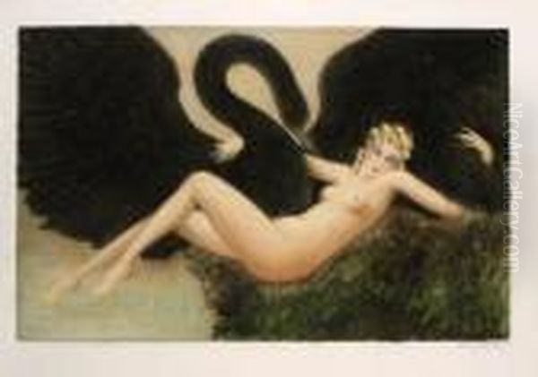 Leda Oil Painting by Louis Icart