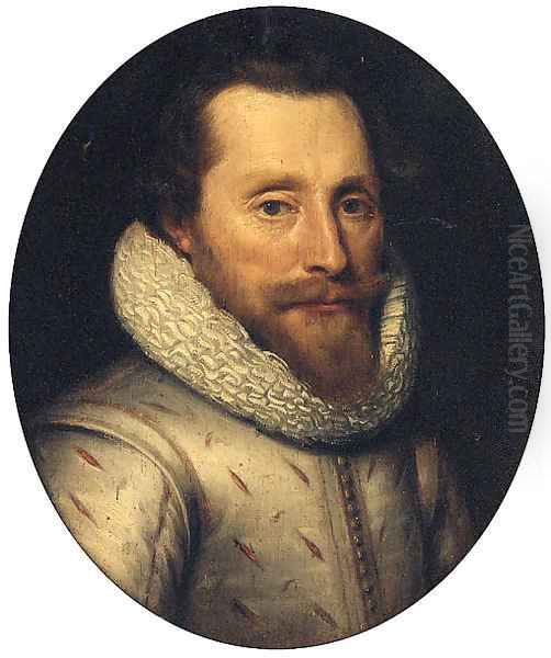 Portrait of Maurice of Nassau, Prince of Orange, bust-length, in a slashed doublet and a ruff Oil Painting by Michiel Jansz. van Mierevelt