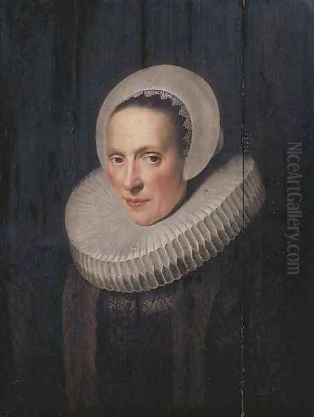 Portrait of Anna van Loon, nee Ruychaver (1573-1649) Oil Painting by Michiel Jansz. van Mierevelt