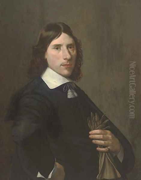 Portrait of a gentleman, half-length, holding gloves in his left hand Oil Painting by Michiel Jansz. van Mierevelt