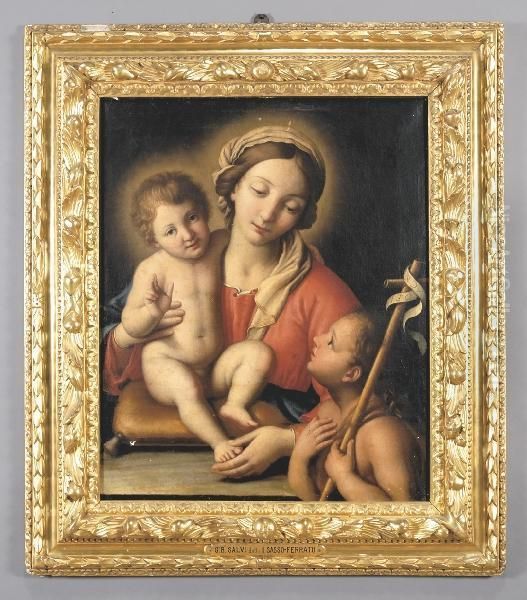 Madonna Con Bambino E San Giovannino Oil Painting by Giovanni Battista Salvi