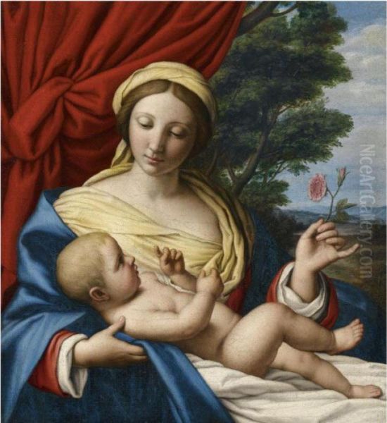 The Virgin Of The Rose Oil Painting by Giovanni Battista Salvi