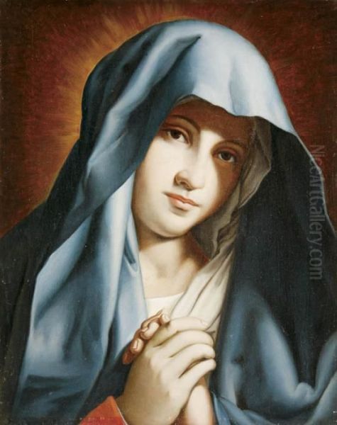 Madonna In A Blue Cape Oil Painting by Giovanni Battista Salvi